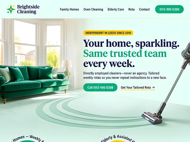 Sample website design for Brightside Cleaning, Leeds