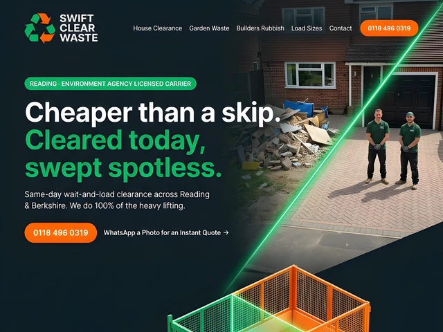Sample website design for Swift Clear Waste, Reading
