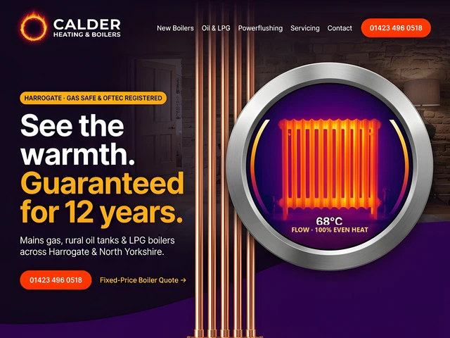 Sample website design for Calder Heating & Boilers, Harrogate