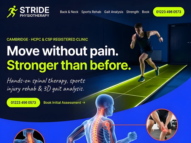 Sample website design for Stride Physiotherapy, Cambridge
