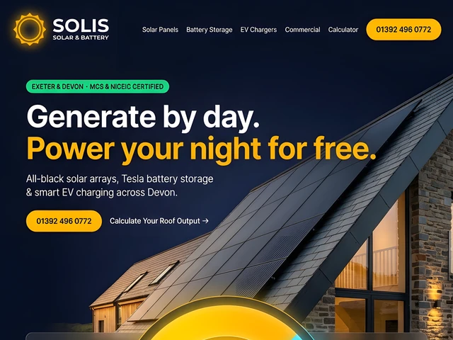 Sample website design for Solis Solar & Battery, Exeter