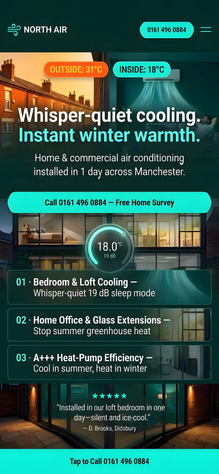Sample concept: North Air, Manchester, website on a phone